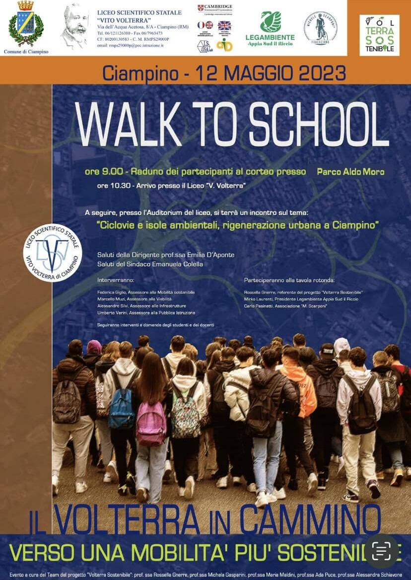 Venerdì 12 maggio 2023: Manifestazione “Walk to School” del Liceo Scientifico “Vito Volterra”